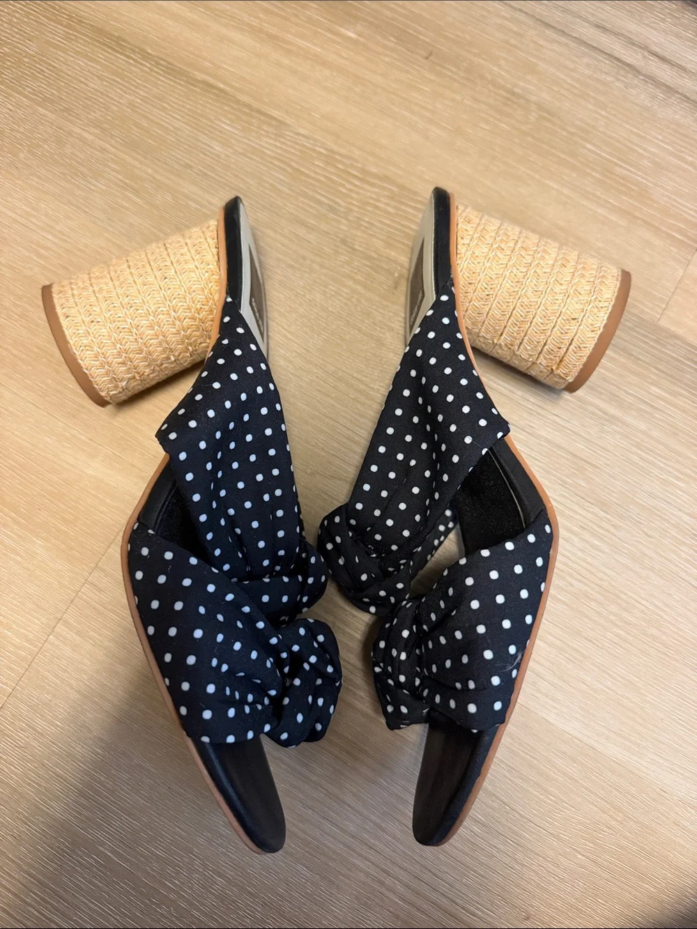 Dolce Vita Polka Dot Twisted Knot Slide Sandals Heels - Size 9